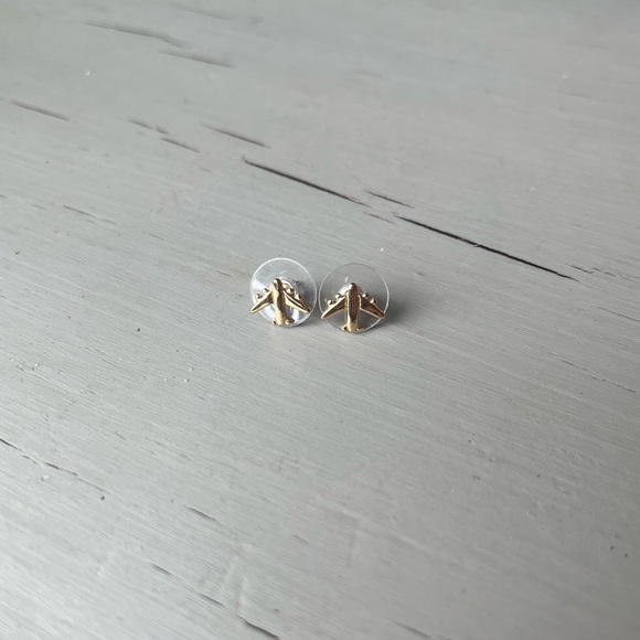 12k Gold-plated Airplane Earrings - Picture 3 of 5